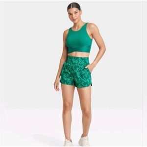 Joy Lab High-Waist Active Shorts, Pixel Green, Size XL